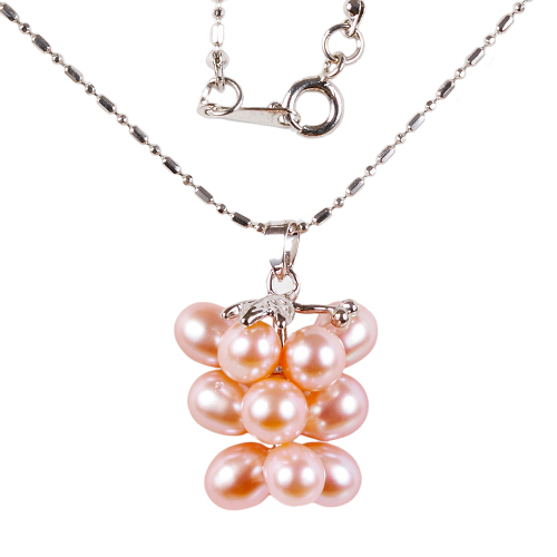 Perlenkette, Halskette Süßwasserperlen, platiniert, 5018 - zum Schließen ins Bild klicken